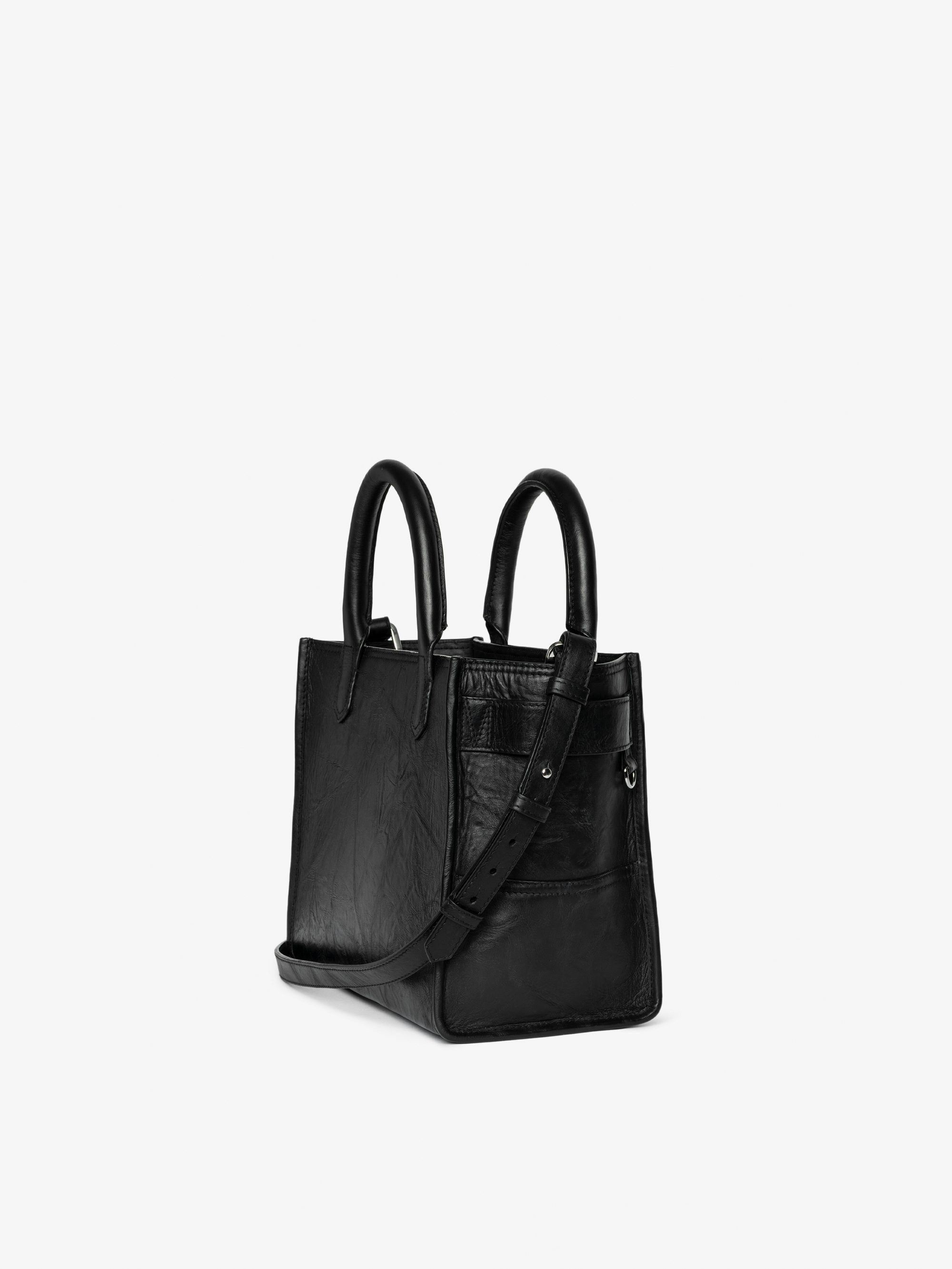 Angel Tote XS Bag - Small bag in crinkled effect leather with double handles, shoulder strap and embossed wings signature.
